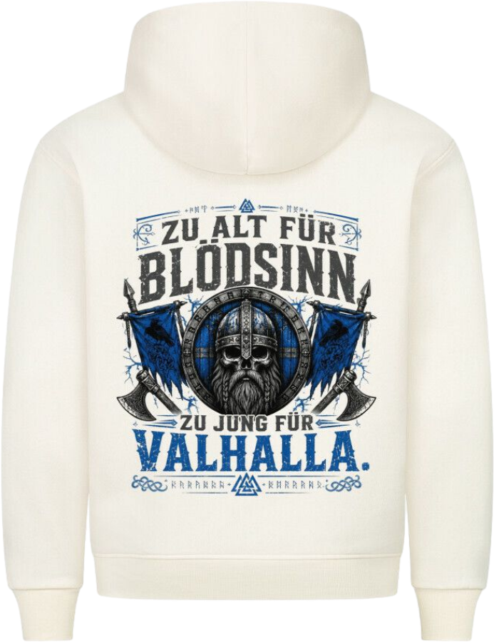 Premium Hoodie "Zu Jung für Valhalla"