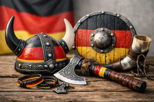 Deutschland Fanartikel im Wikinger Stil tragen