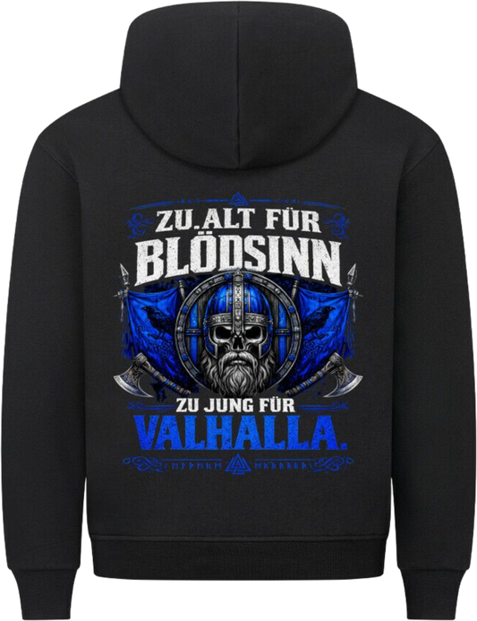 Premium Hoodie "Zu Jung für Valhalla"